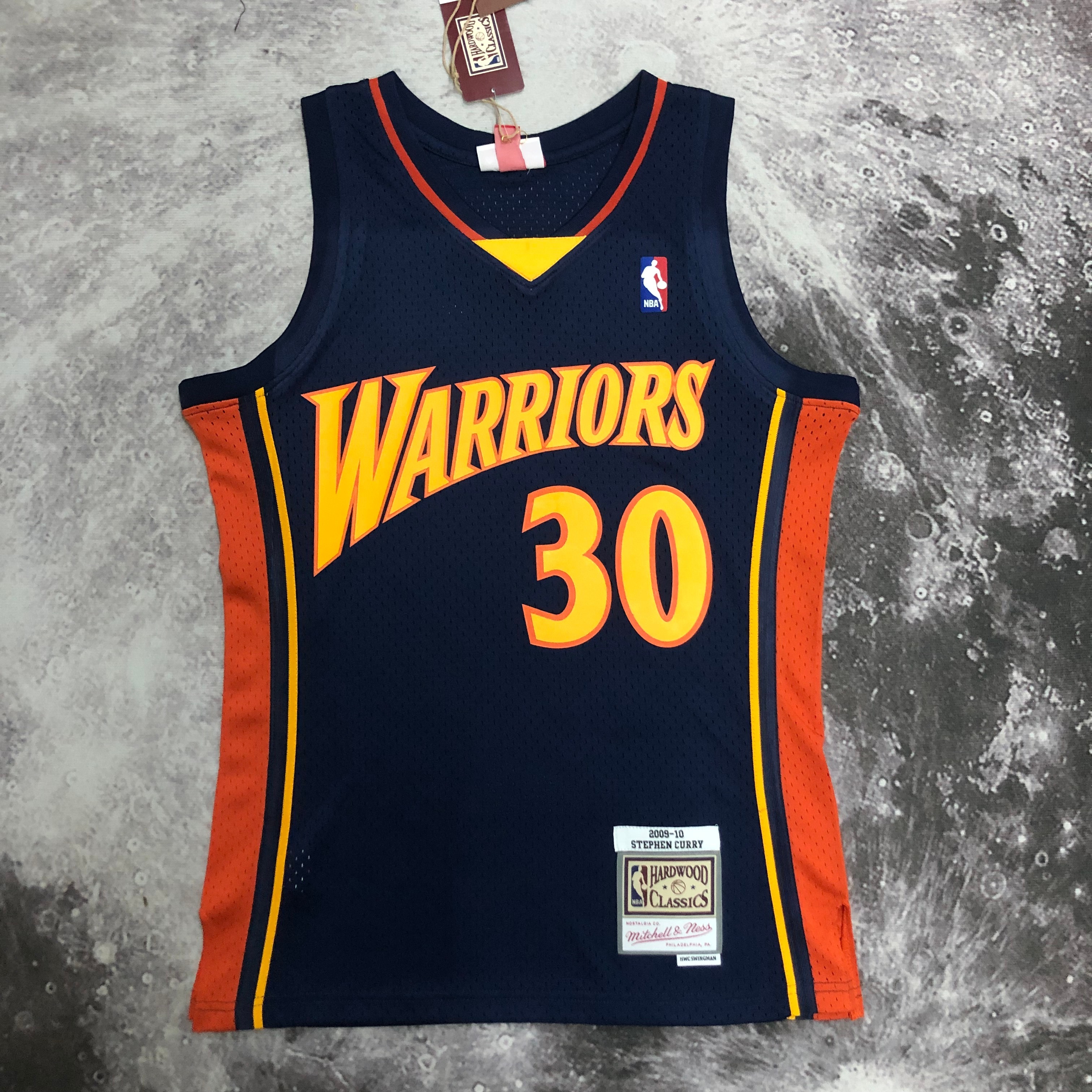MN Heat Pressed Retro Jersey: SW Warriors 09/10 Dark Blue No.30 Curry