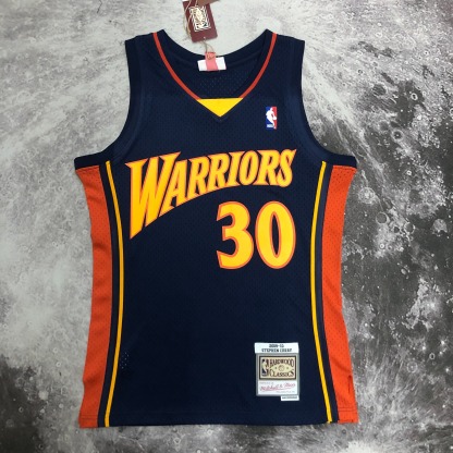 MN Heat Pressed Retro Jersey: SW Warriors 09/10 Dark Blue No.30 Curry