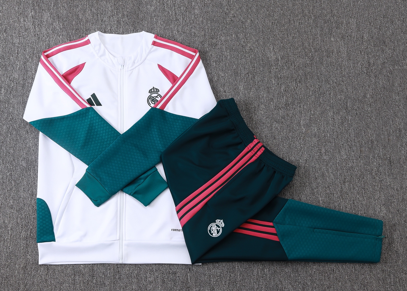 26/27 re@l Medrid white/dark green(rose pink color scheme） Full-Zip Jacket Suit
