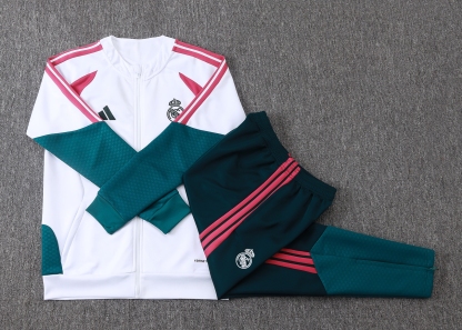 26/27 re@l Medrid white/dark green(rose pink color scheme） Full-Zip Jacket Suit
