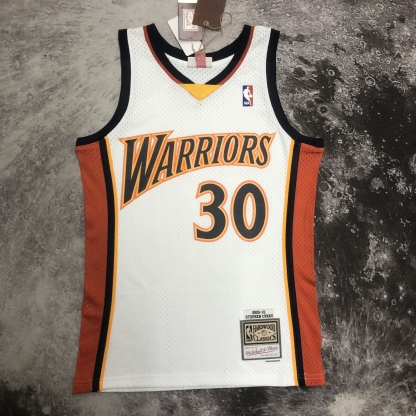 MN Heat Pressed Retro Jersey: SW Warriors 09/10 White No.30 Curry