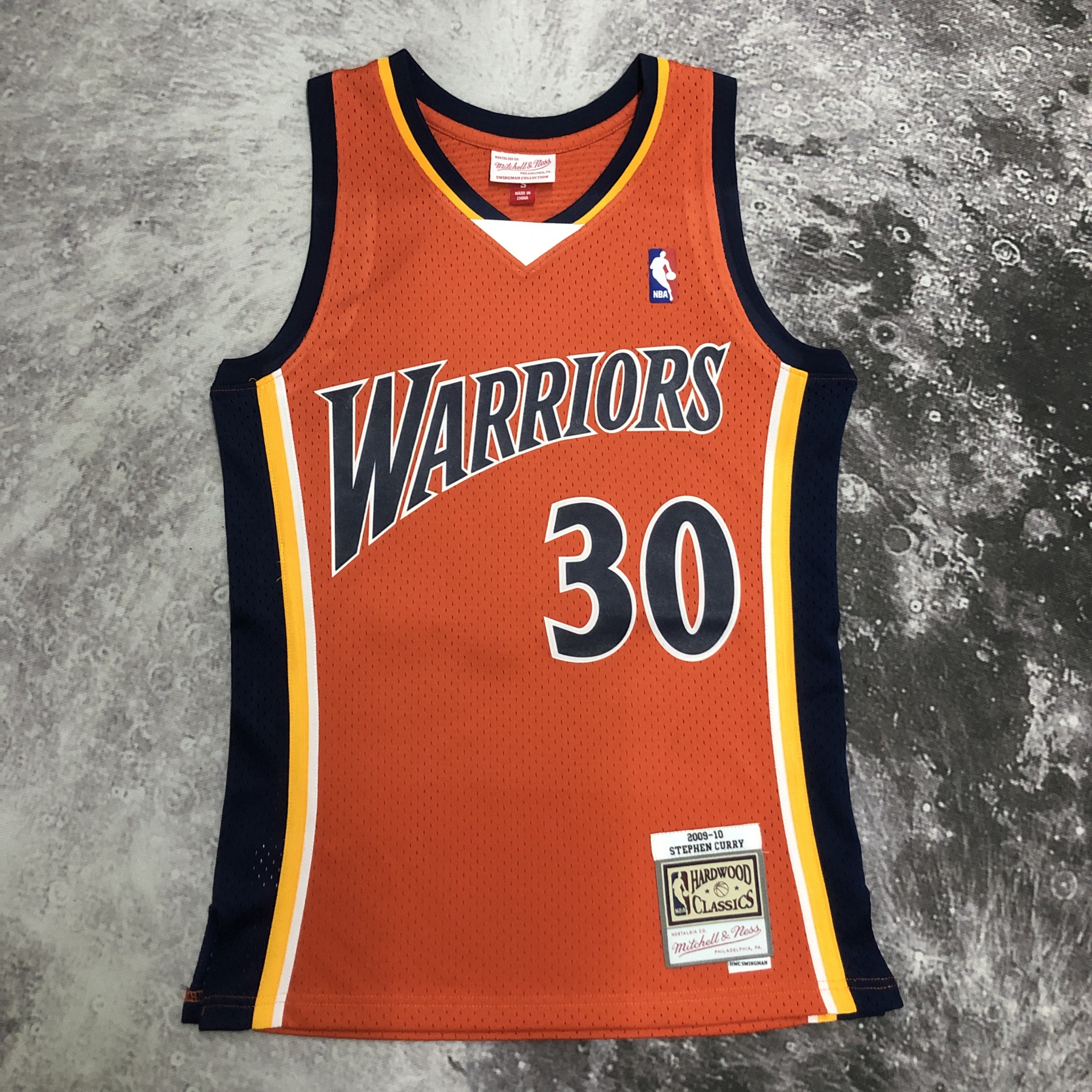 MN Heat Pressed Retro Jersey: SW Warriors 09/10 Orange No.30 Curry