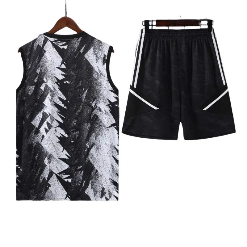 23-24 Juventus Black White Vest Jersey+Shorts