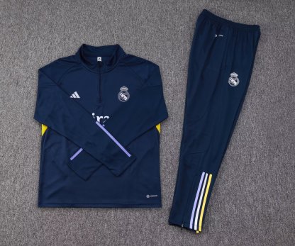 23-24 Real Madrid royal blue Half-Zip Jacket Suit