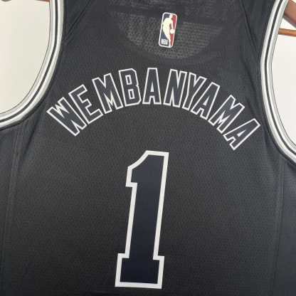 2023 NBA Santonio Spurs black Heat pressed classic version jersey S-XXL