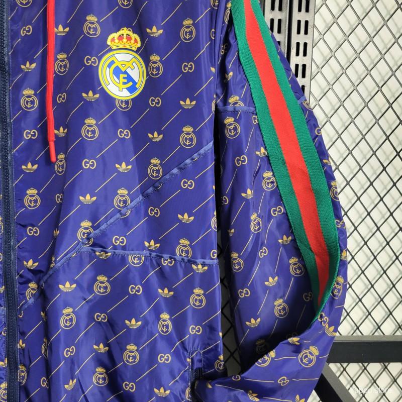 23-24 Real MadridxGUCC| Navy Windbreaker