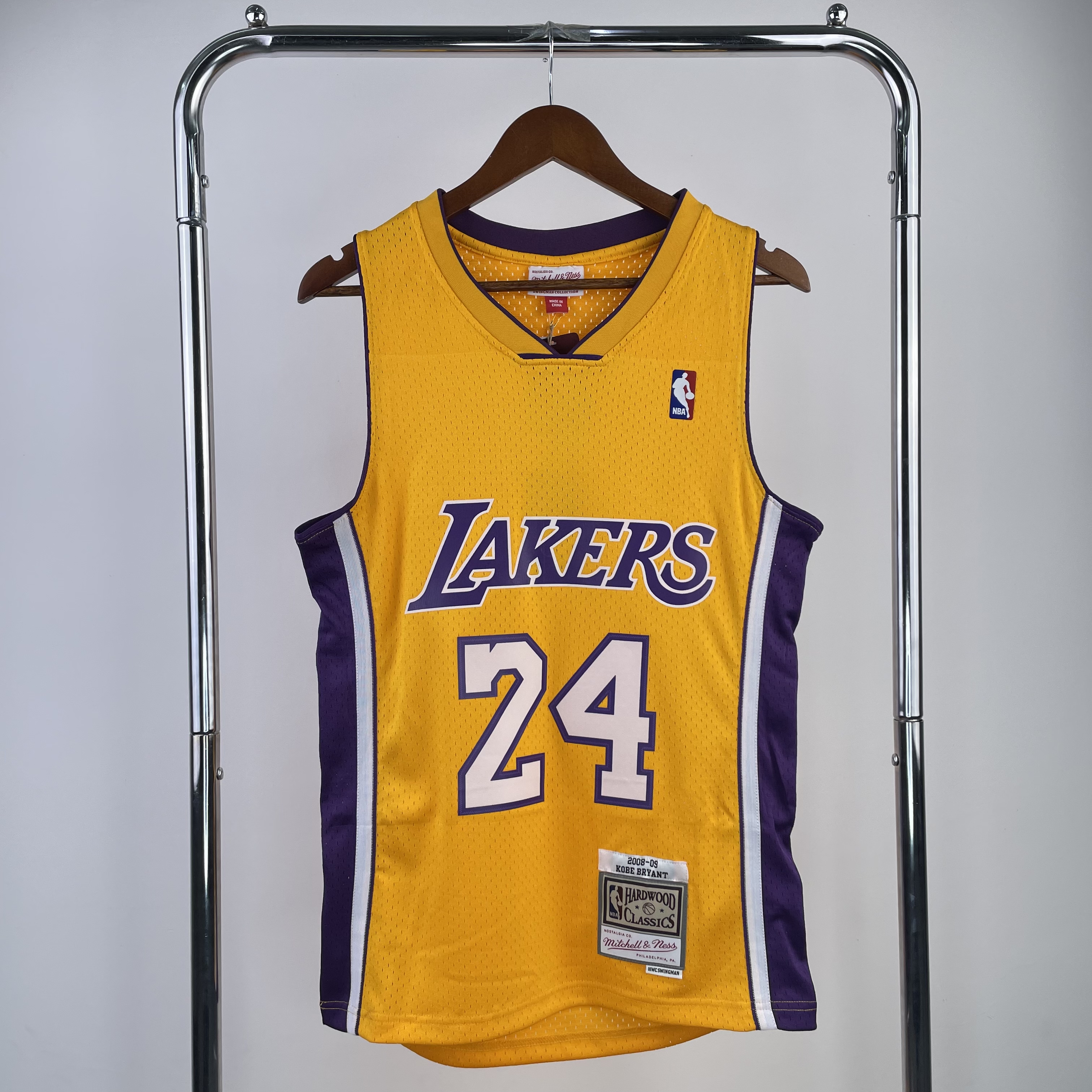 08/09 NBA Los Angeles Lakers KOBE yellow Heat pressed retro version jersey S-XXL