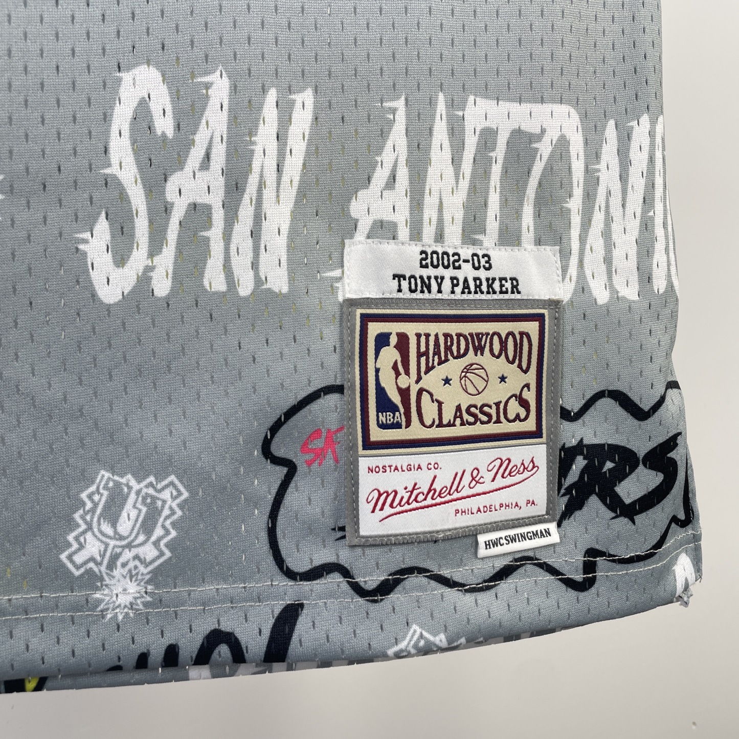 MN Heat Pressed Vintage Jersey: SW Spurs 02/03 Graffiti No.9 Parker
