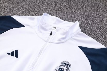 23-24 Real Madrid white Half-Zip Jacket Suit