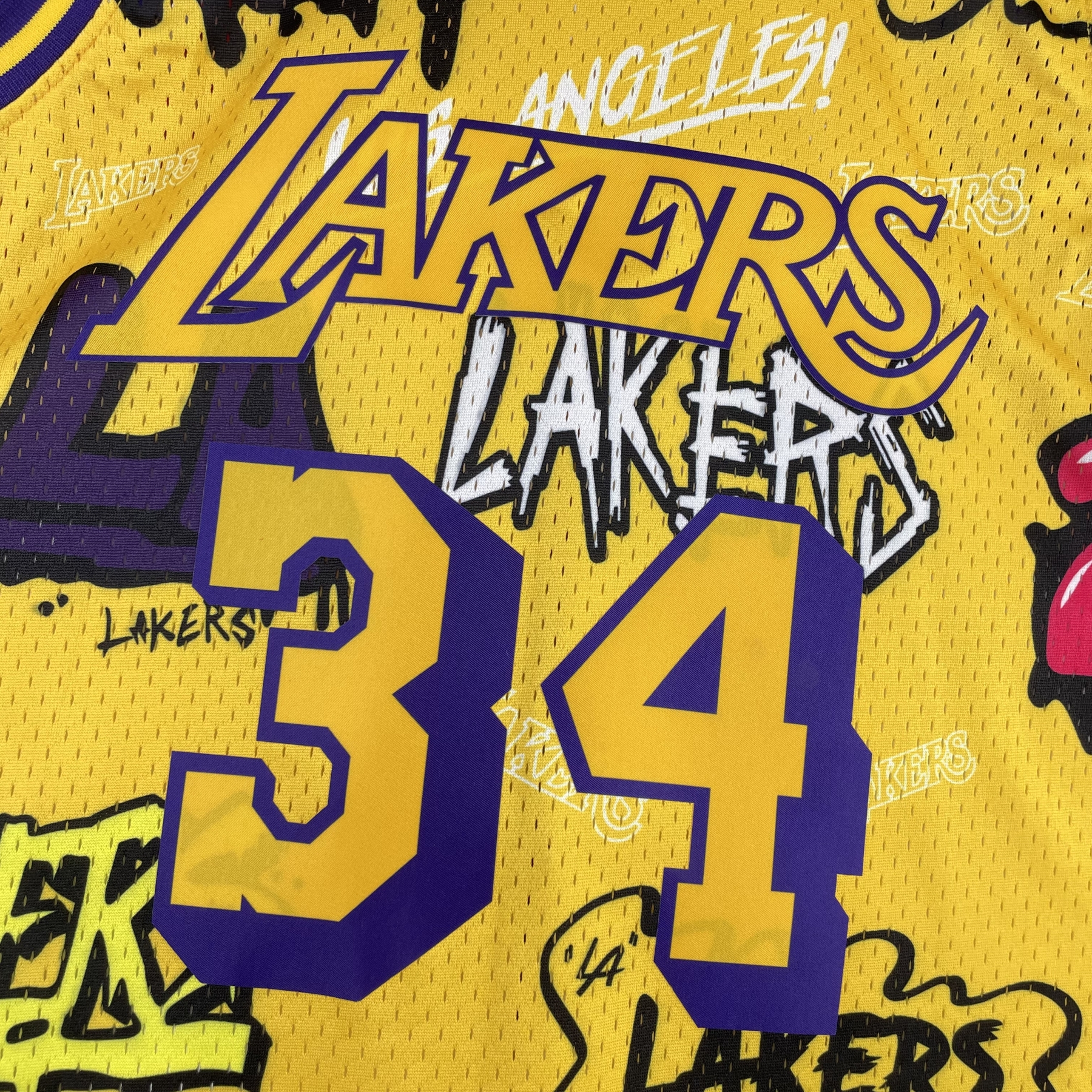 MN Heat Pressed Vintage Jersey: SW Lakers' 96/97 Graffiti 34 O'Neal