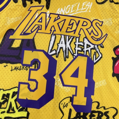 MN Heat Pressed Vintage Jersey: SW Lakers' 96/97 Graffiti 34 O'Neal