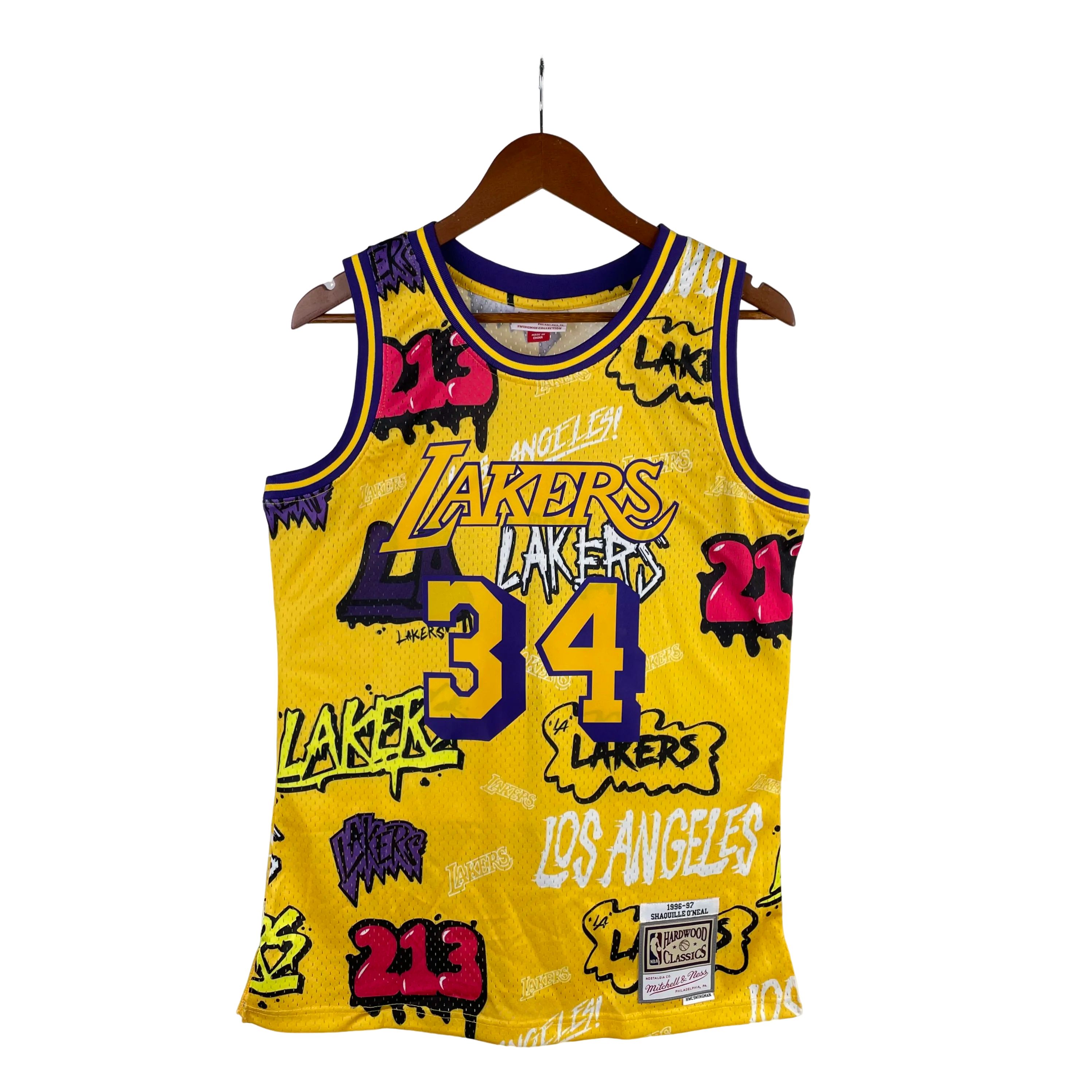 MN Heat Pressed Vintage Jersey: SW Lakers' 96/97 Graffiti 34 O'Neal