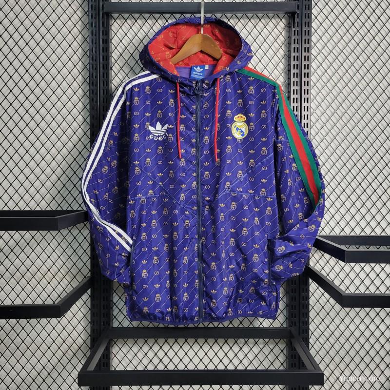 23-24 Real MadridxGUCC| Navy Windbreaker