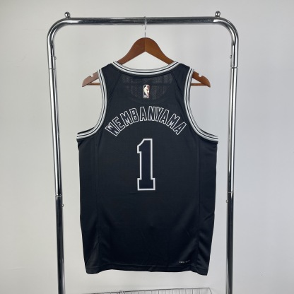 2023 NBA Santonio Spurs black Heat pressed classic version jersey S-XXL