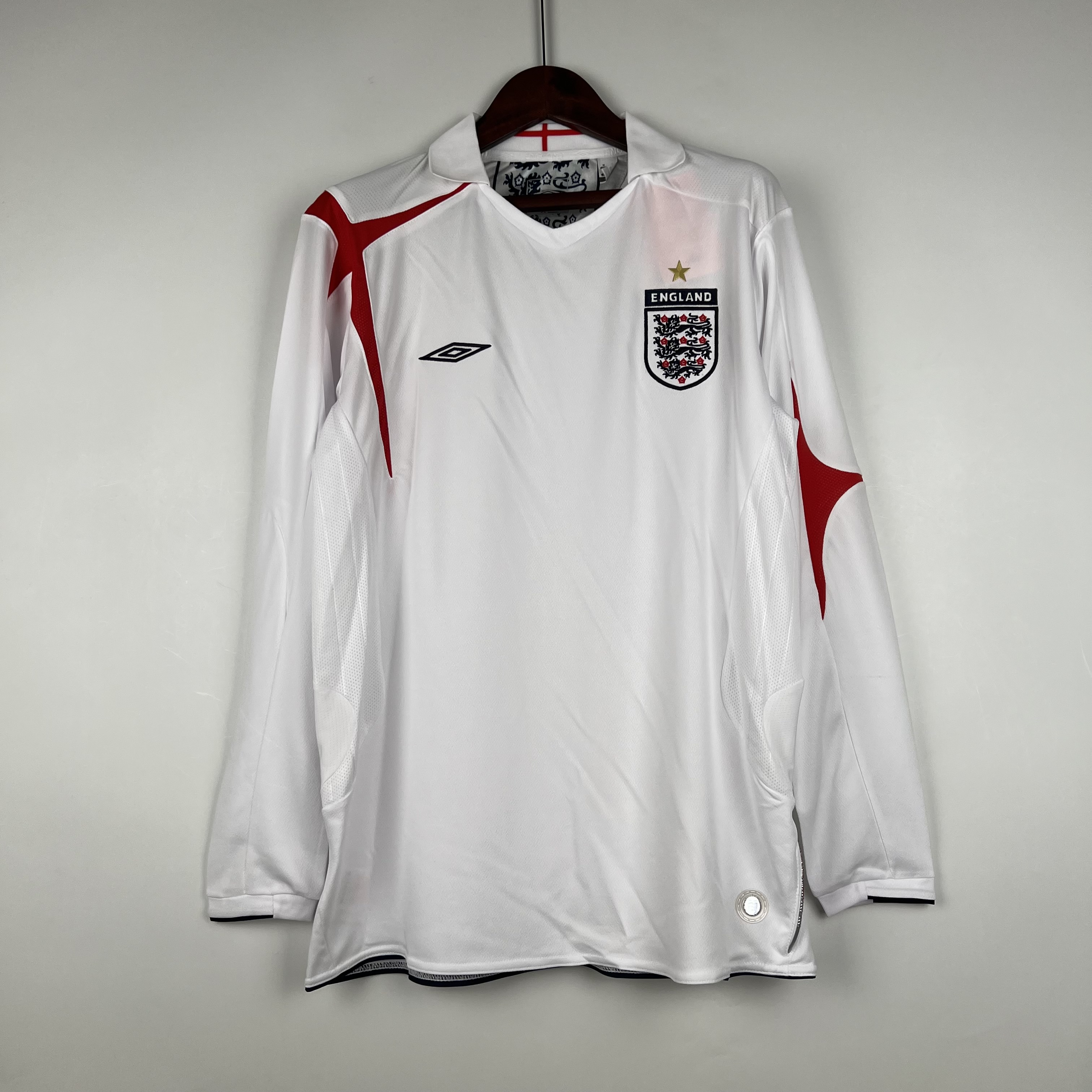 Retro Long Sleeve England 2006 Home S-XXL