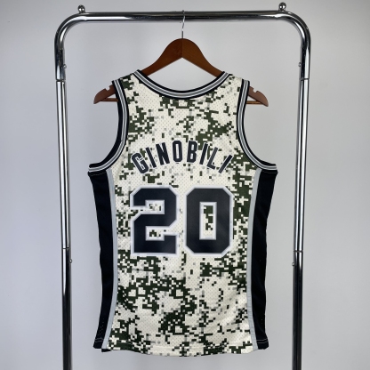 13/14 NBA Santonio Spurs Camouflage Heat pressed retro version jersey S-XXL