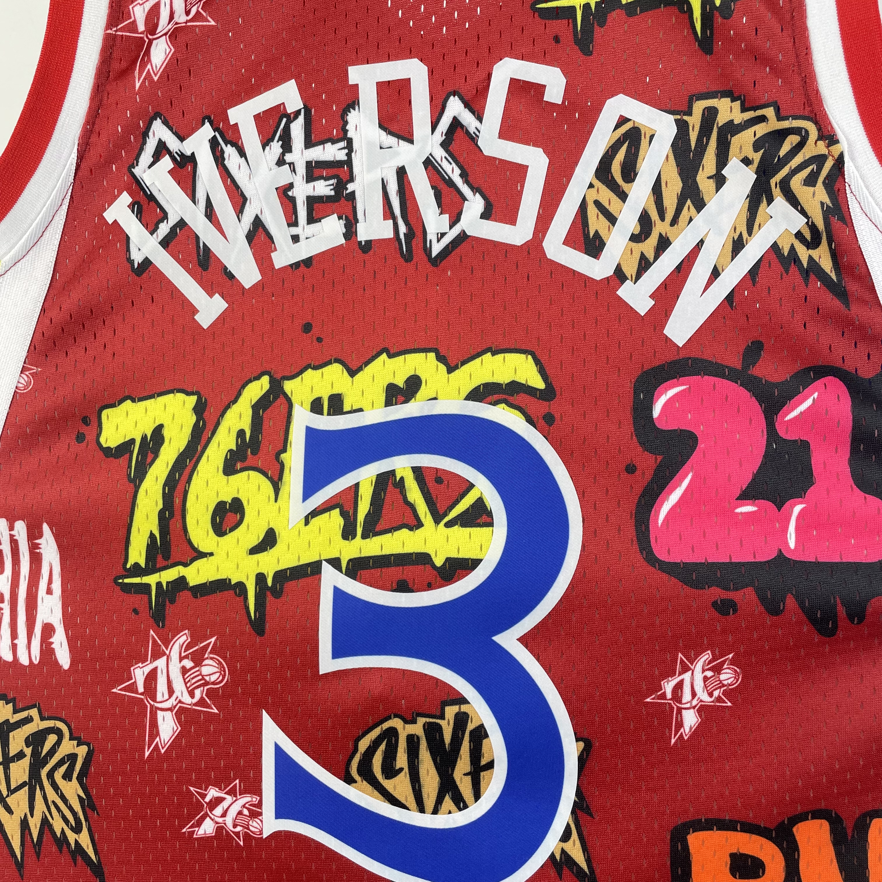 MN Heat Pressed Vintage Jersey: SW 76ers 96/97 Graffiti No.3 Everson