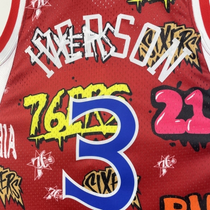 MN Heat Pressed Vintage Jersey: SW 76ers 96/97 Graffiti No.3 Everson