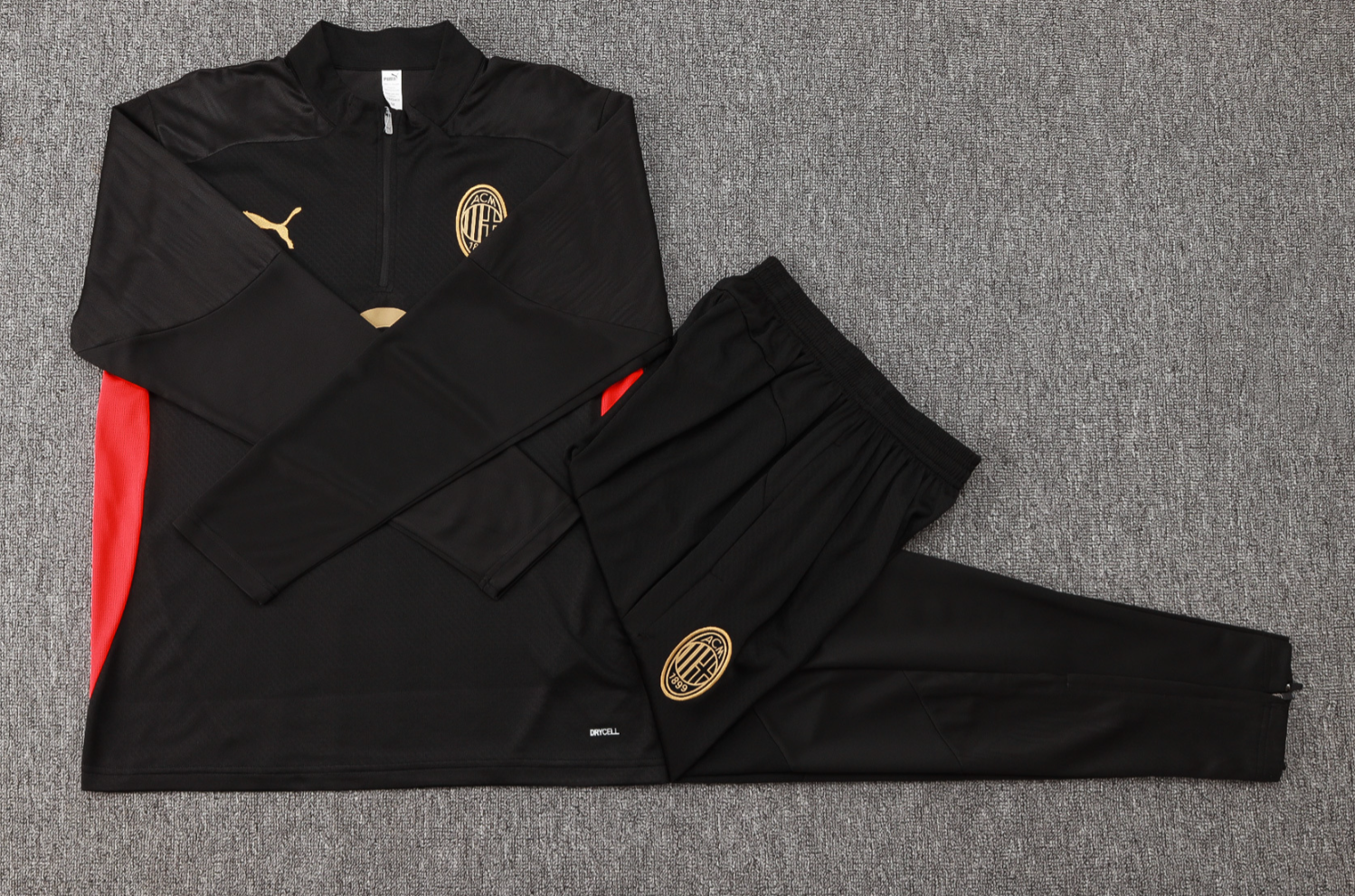 24/25 AC Mlian black Half-Zip player version Jacket Suit