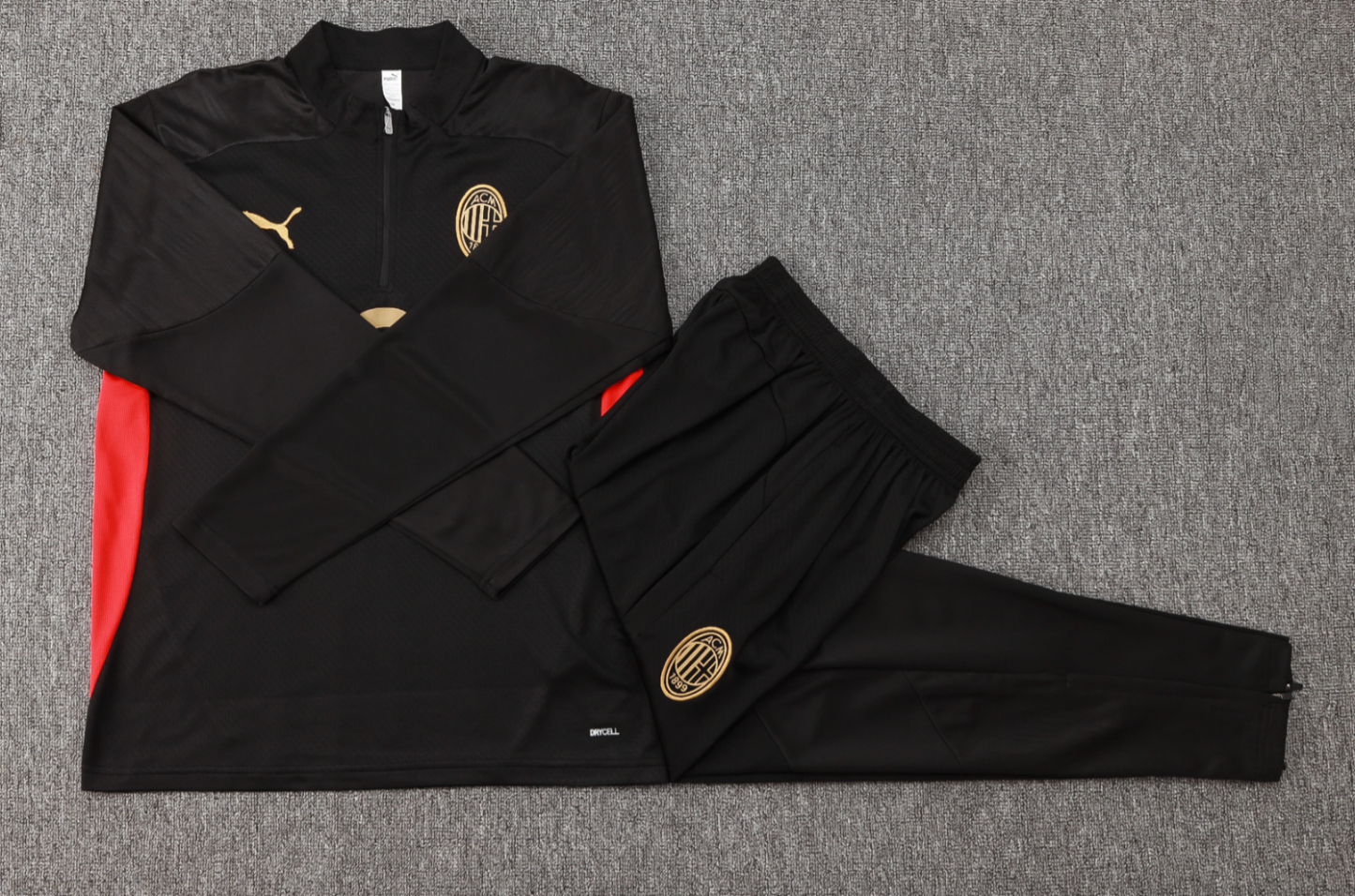 24/25 AC Mlian black Half-Zip player version Jacket Suit