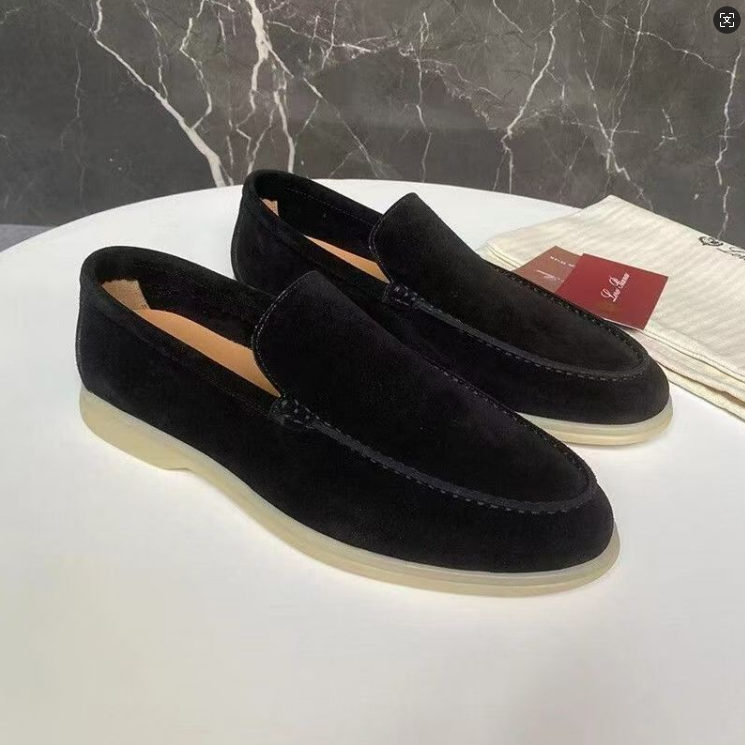  Loro Pian@ Casual Flannel Leather Black shoes size 37-45