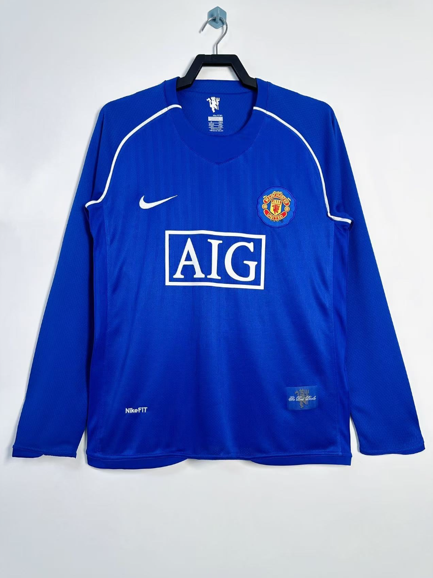 07/08 Manchester United M-U goalkeeper blue long sleeve Retro Version S-XXL