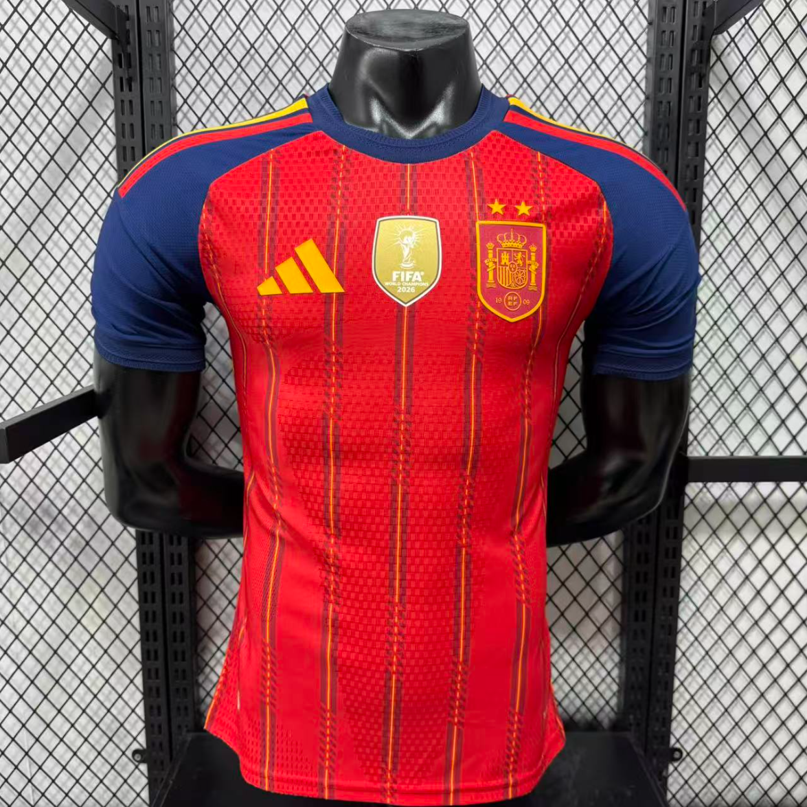 2026 Spain Home two star with champion patch player version S-4XL