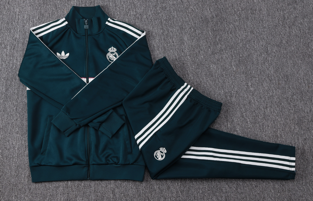 26/27 re@l Medrid Dark green with white edges Full-Zip Jacket Suit