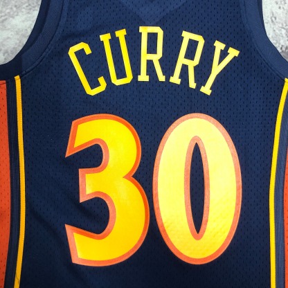 MN Heat Pressed Retro Jersey: SW Warriors 09/10 Dark Blue No.30 Curry