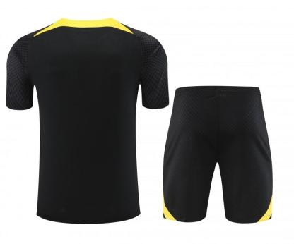 23-24 PSG Black Yellow Short Sleeve+Shorts