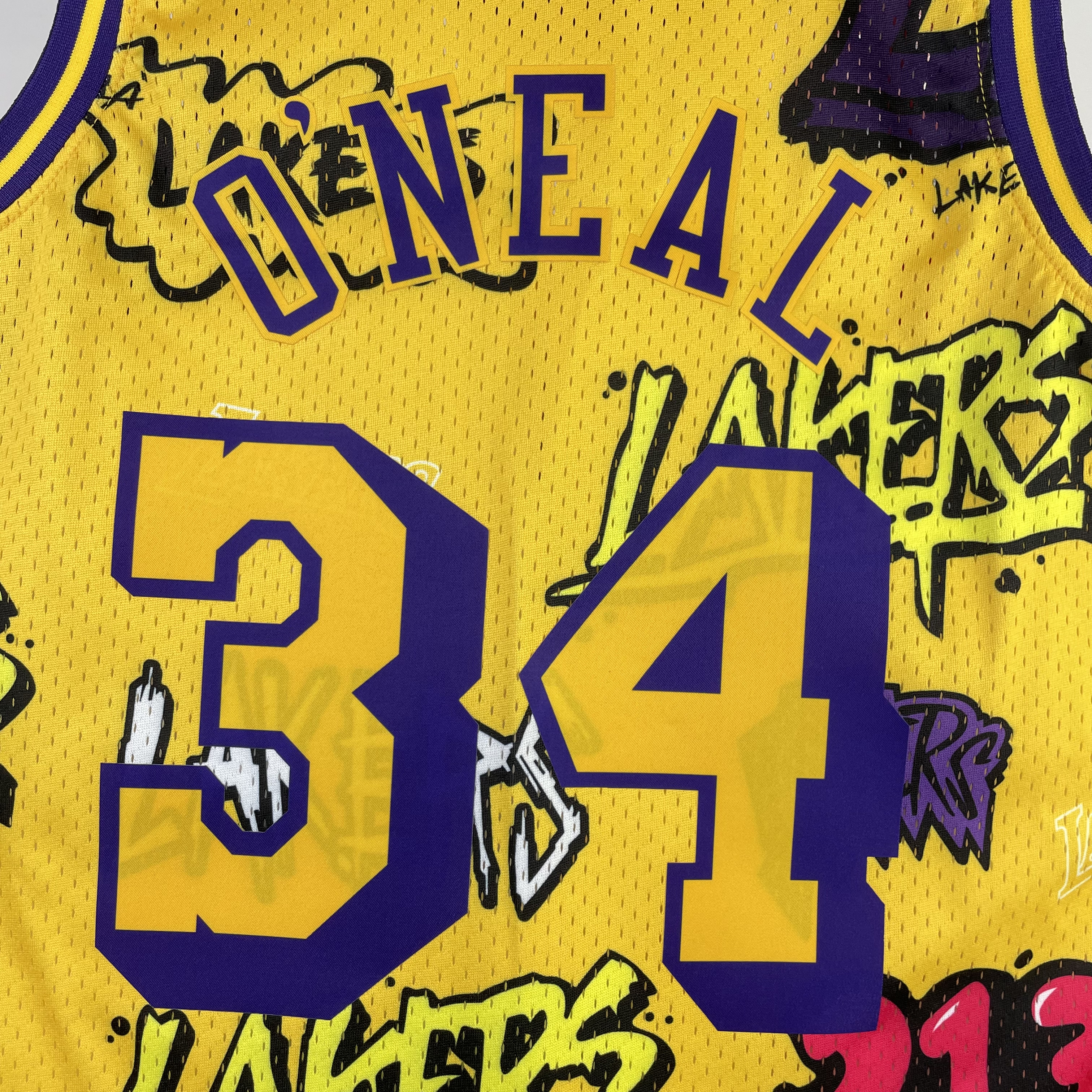 MN Heat Pressed Vintage Jersey: SW Lakers' 96/97 Graffiti 34 O'Neal