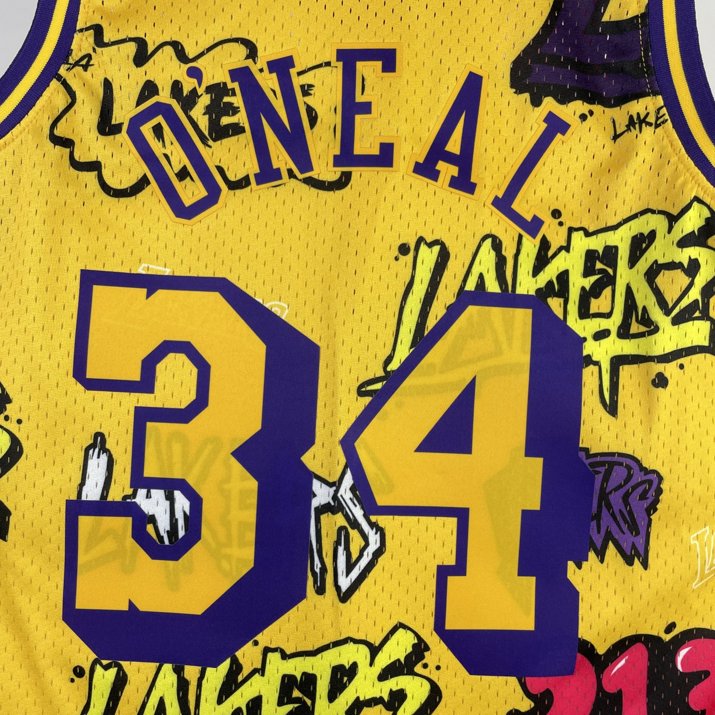 MN Heat Pressed Vintage Jersey: SW Lakers' 96/97 Graffiti 34 O'Neal