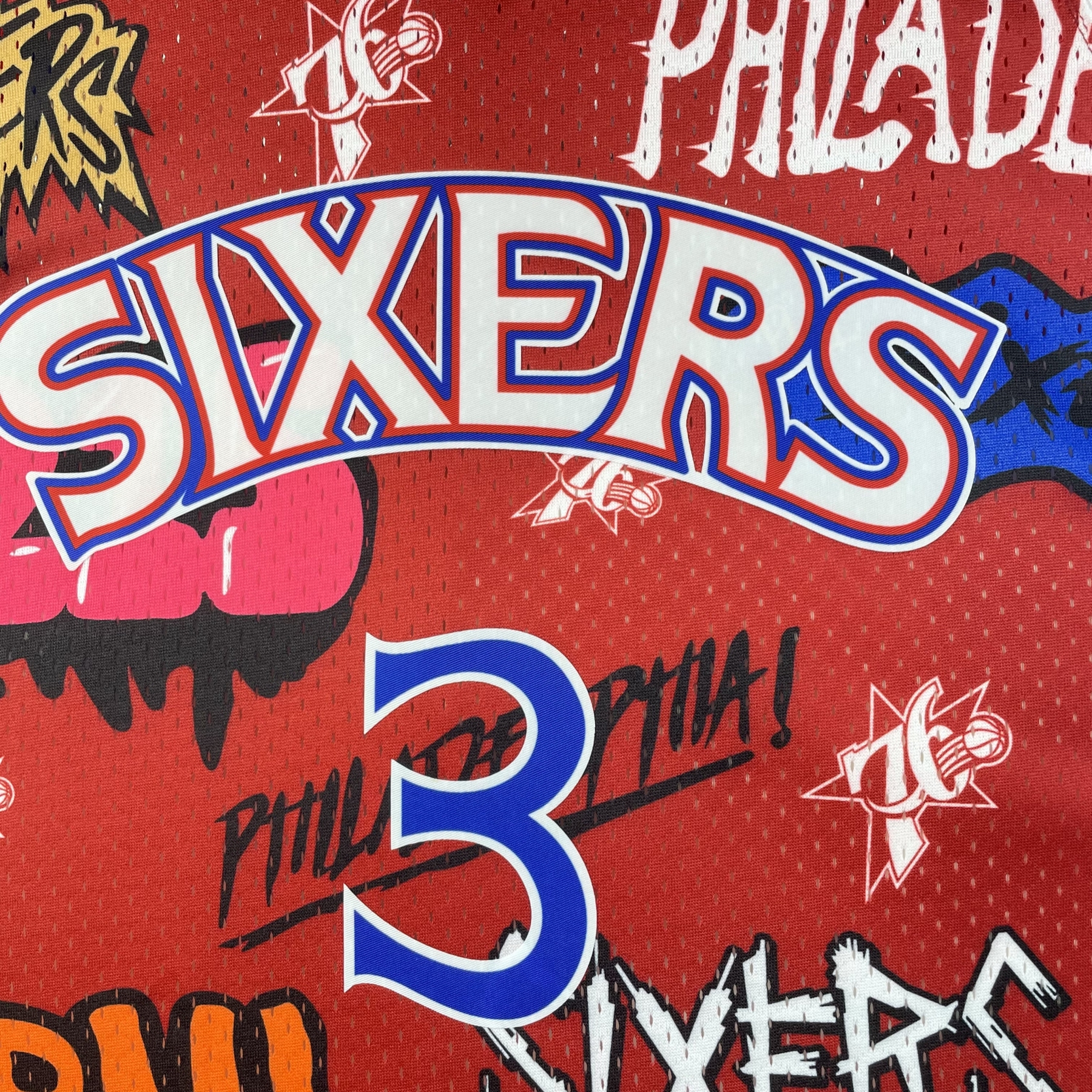 MN Heat Pressed Vintage Jersey: SW 76ers 96/97 Graffiti No.3 Everson