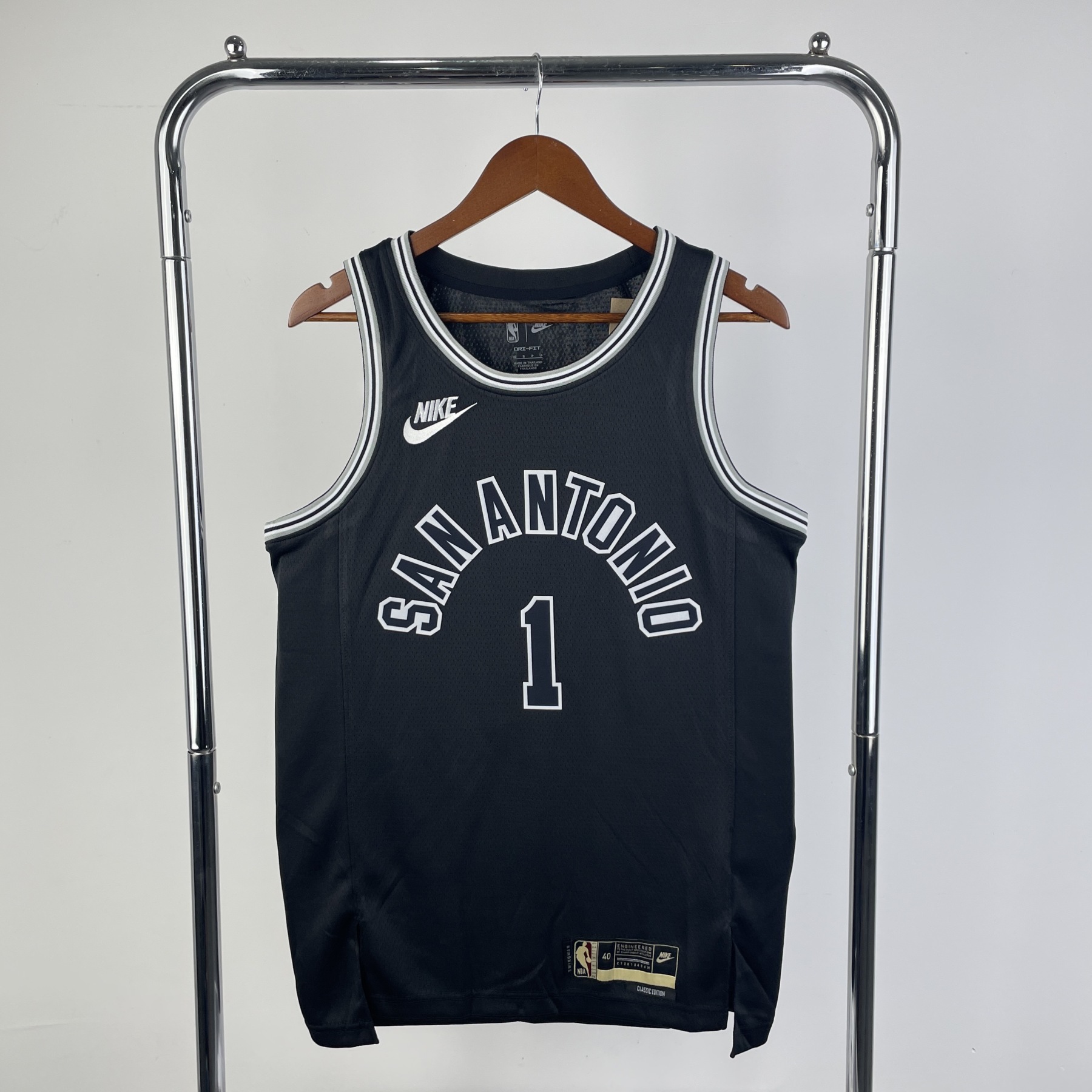 2023 NBA Santonio Spurs black Heat pressed classic version jersey S-XXL