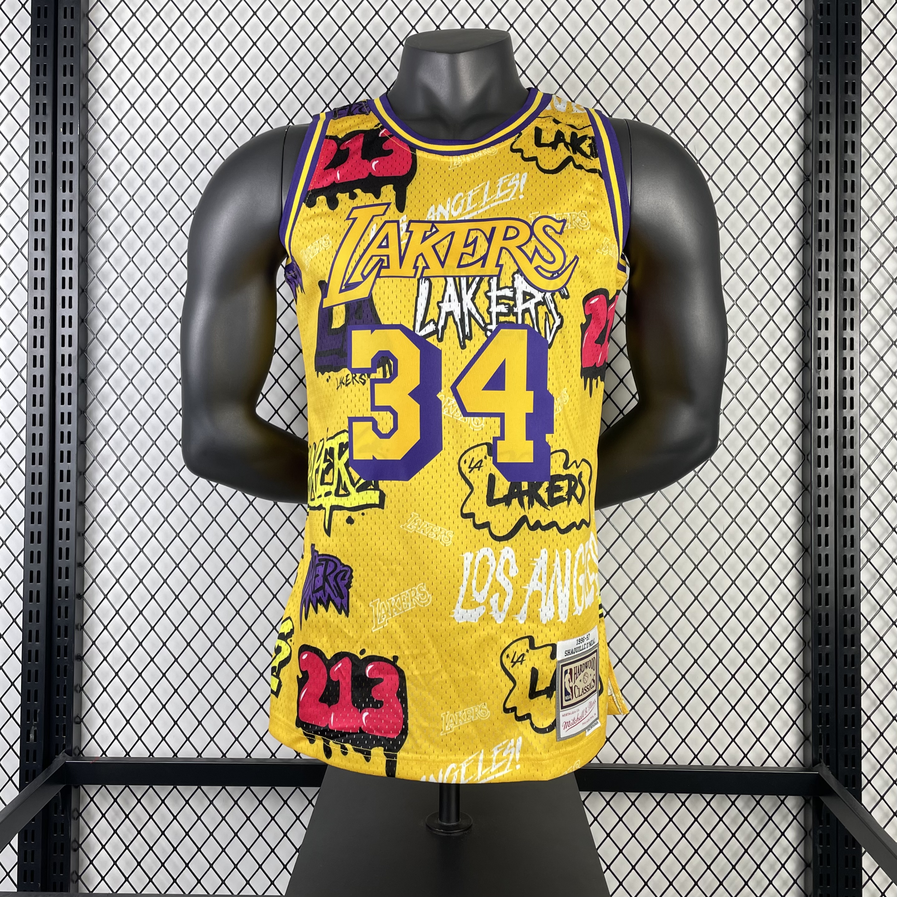 MN Heat Pressed Vintage Jersey: SW Lakers' 96/97 Graffiti 34 O'Neal