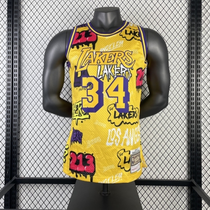 MN Heat Pressed Vintage Jersey: SW Lakers' 96/97 Graffiti 34 O'Neal