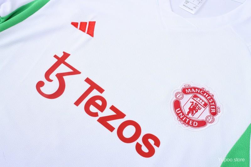 23-24 Manchester United White Short Sleeve+Shorts