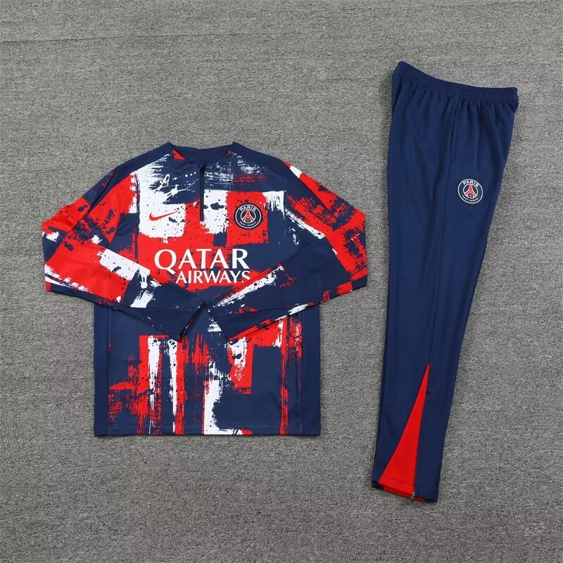 24/25 Paris Red-blue camouflage Half-Zip Jacket Suit