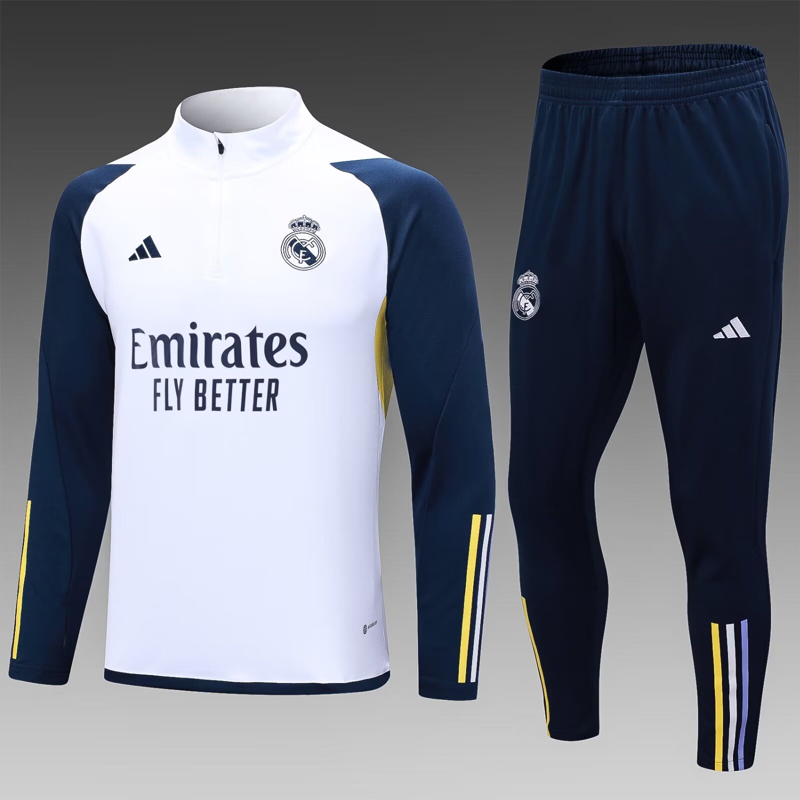23-24 Real Madrid white Half-Zip Jacket Suit