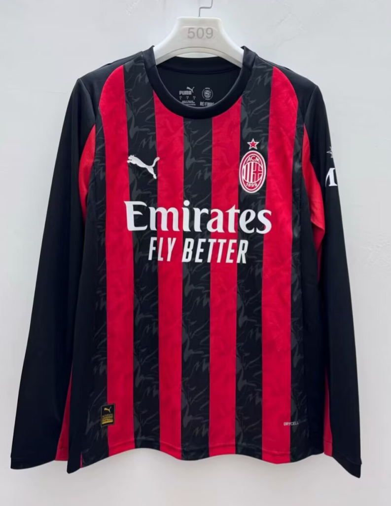 25/26 AC Milan home long sleeve fan version S-4XL
