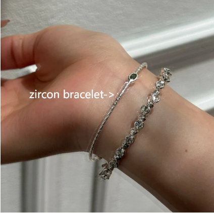 Silver zircon thin bracelet vertical half bracelet bracelet Beaded bracelet