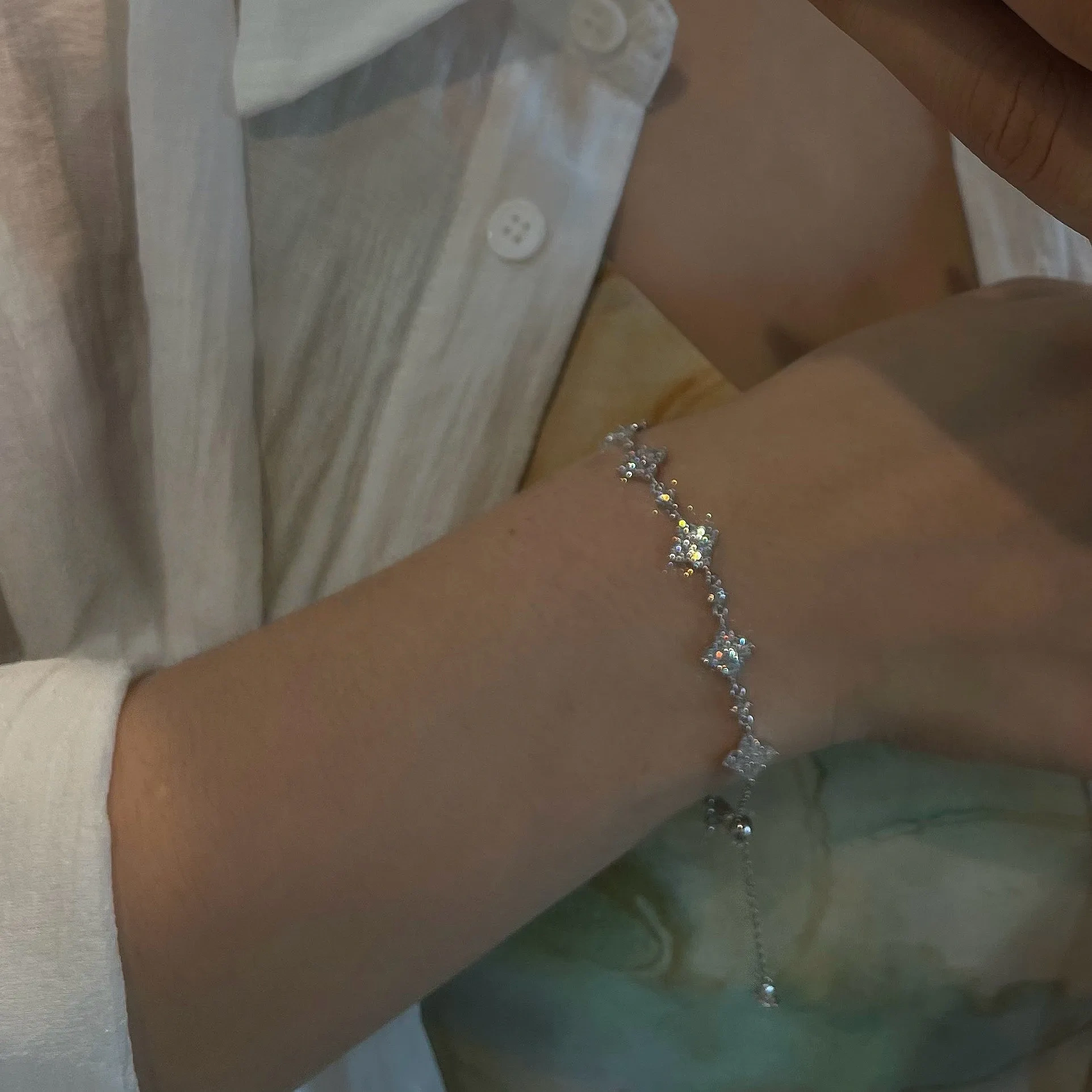 High quality! 925 silver four-leaf full diamond flower flower bracelet