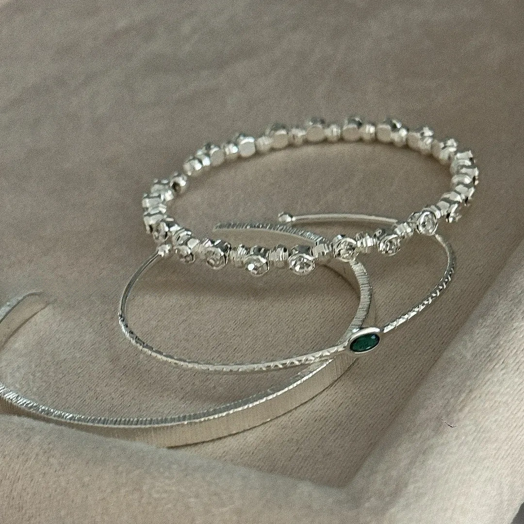 Silver zircon thin bracelet vertical half bracelet bracelet Beaded bracelet