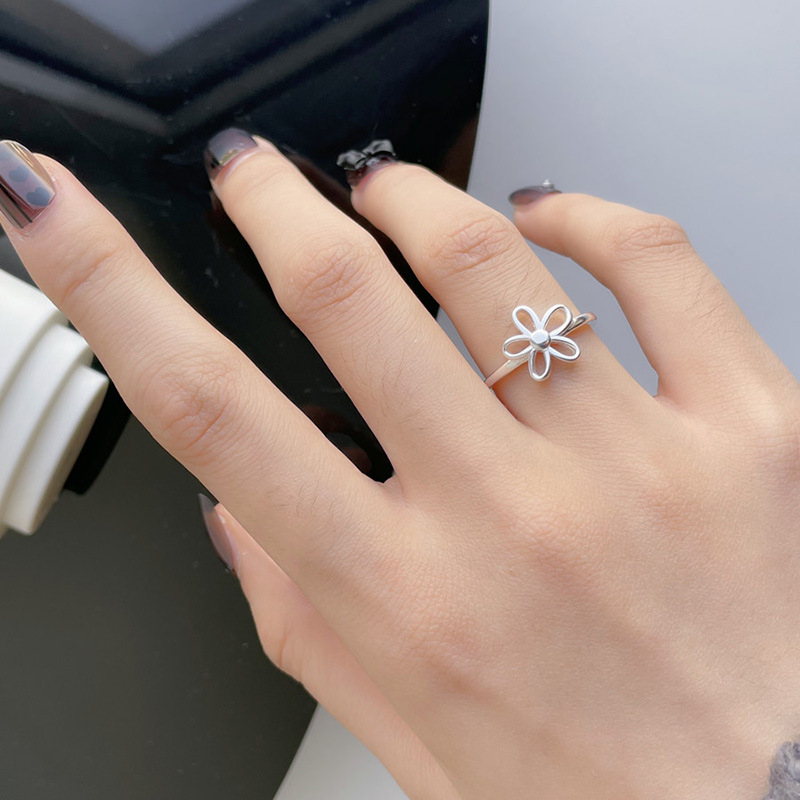 925 silver openwork floret ring