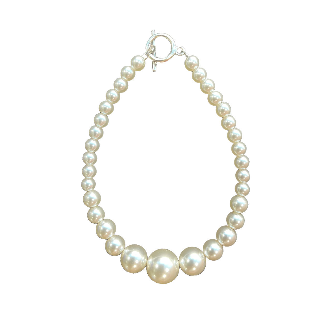 925 Silver OT Clasp Faux Pearl Bracelet