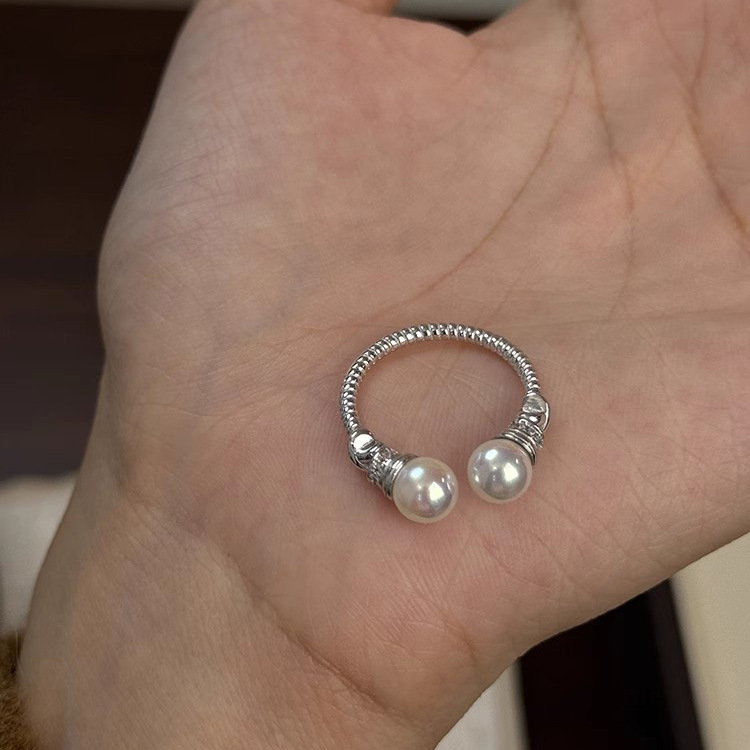 925 silver + shell bead 6mm twist open ring
