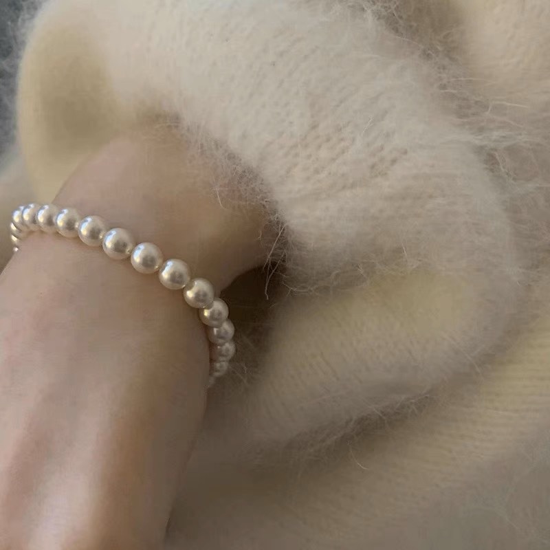 925 silver faux pearl simple bracelet