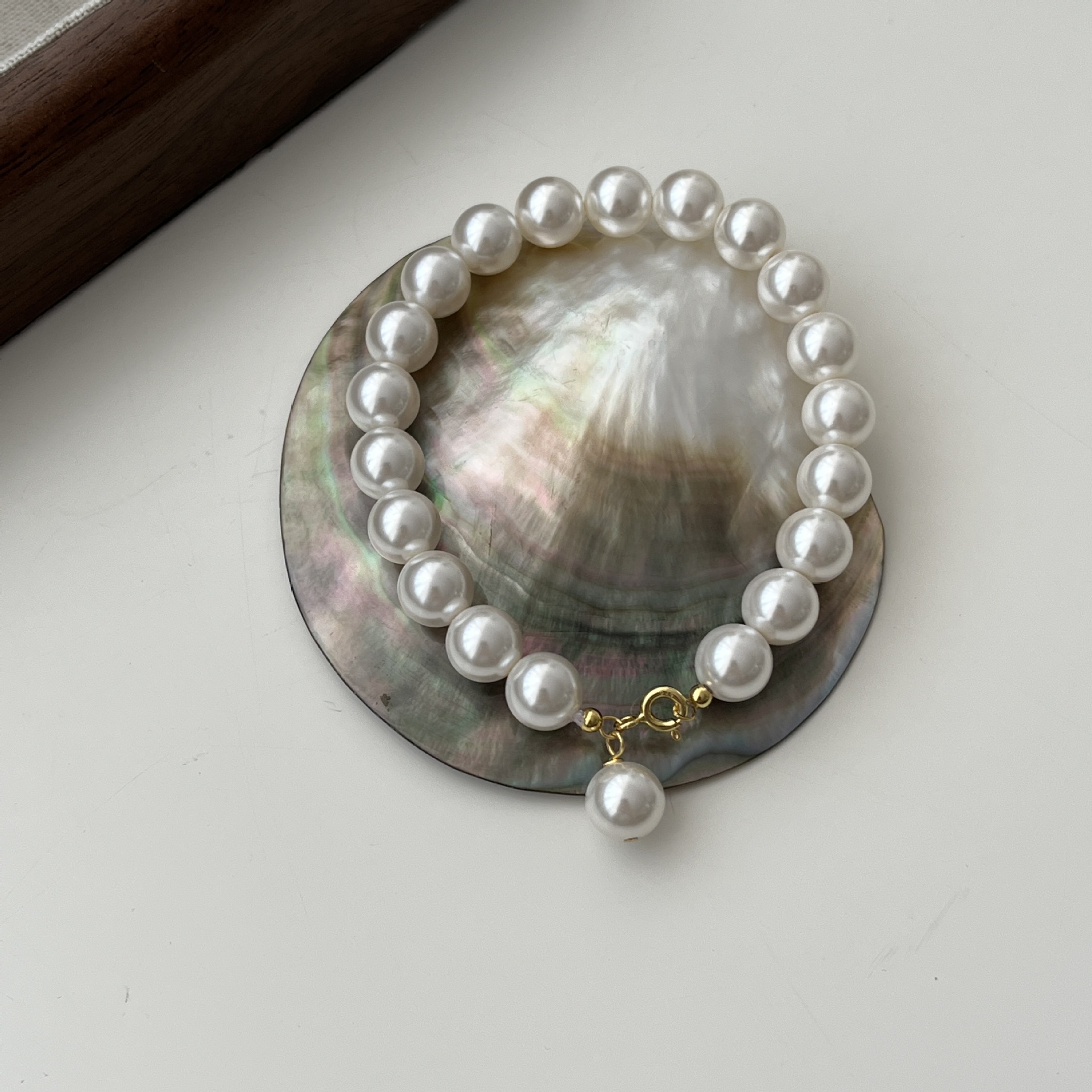 925 silver faux pearl simple bracelet