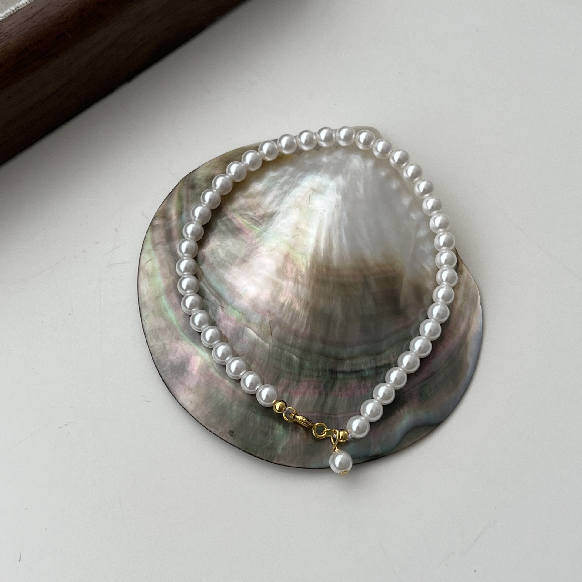 925 silver faux pearl simple bracelet