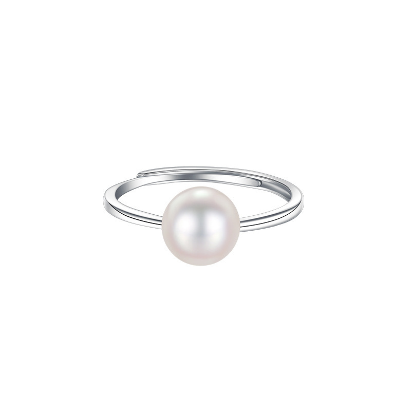 Faux Pearl Band Ring 925 Silver